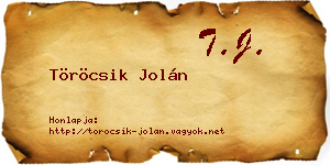 Töröcsik Jolán névjegykártya